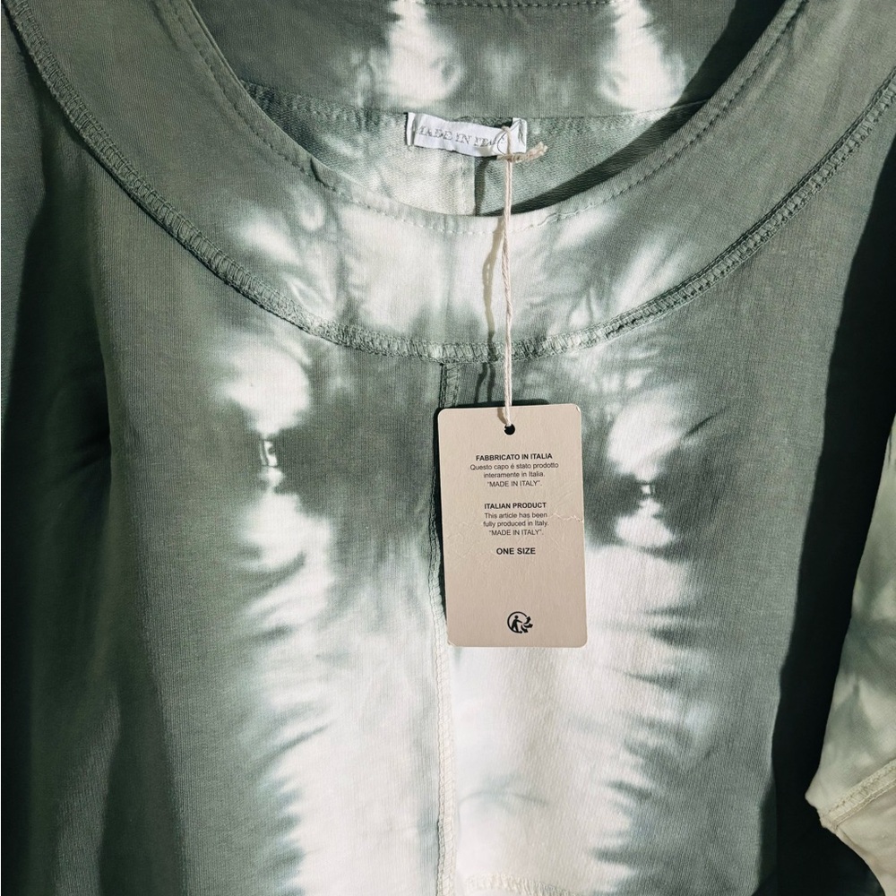 SHYLOH Made In Italy Green and White Tie-Dye Tunic